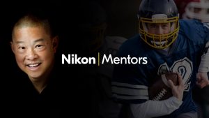 Rod Mar headshot and photo of a football player in shadow with Nikon Mentors text